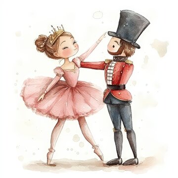 Clip art on an isolated white background of cute ballet beauty. Ideal for children's textiles