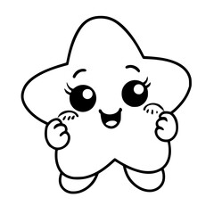Adorable cartoon star with happy face perfect for children's designs, books, and cute stationary products, a vector