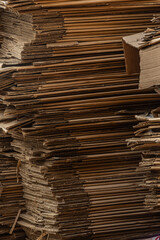 Close-up of raw and compressed cardboard