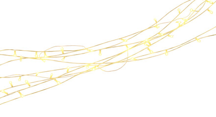 String of Warm Yellow LED Lights Winding on Black Background string lights isolated on a transparent background
