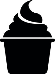 Black Silhouette of Frozen Yogurt Cup with Swirled Topping