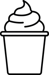 Minimalist Frozen Yogurt Cup with Swirled Topping Line Art