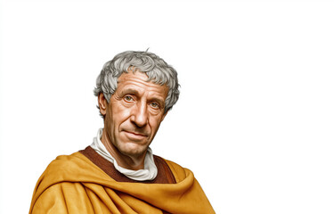 This minimalist sketch captures Seneca's thoughtful expression, conveying wisdom and resilience with clarity