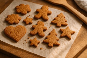 Holiday cookies cooling on parchment
