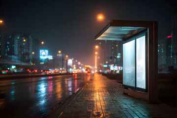 Obraz premium Blank billboard on night street