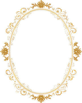Ornate gold oval mirror frame.  Detailed gold filigree design