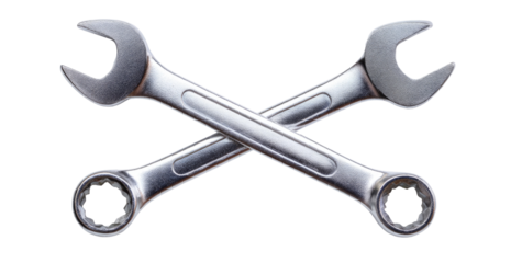 Two crossed adjustable wrenches