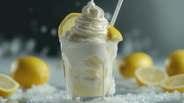 Lemon Ice Cream Float in Glass