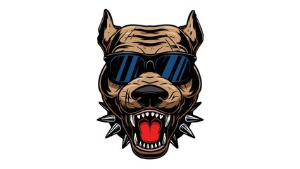 Angry Dog Head Vector Illustration Fierce Bulldog Mascot Logo Emblem Graphic Design Artwork - 1