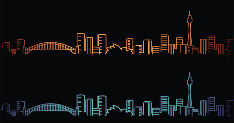 Sydney Neon Style Simple Skyline on Dark Background