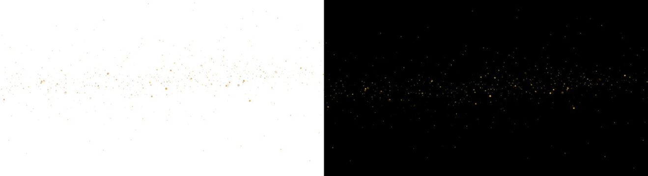 Numerous small, glowing yellow lights are scattered across a black background, resembling a field of drifting fireflies in the night.