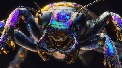 Close-up of iridescent beetle