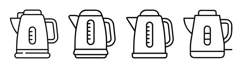 Collection of electric kettle vector illustration for kitchen appliance and hot water boiler design