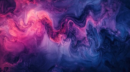 Fototapeta premium Abstract swirls of vibrant colors, fluid and dynamic. Deep purples, pinks, and blues blend in a mesmerizing display of movement