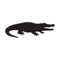 Fototapeta premium crocodile black silhouette on white background