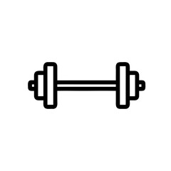 A simple black and white line drawing of a classic dumbbell, representing strength training and fitness in a minimalist style