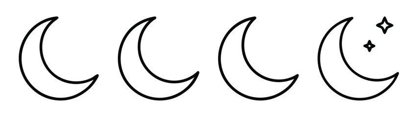 Vector illustration of crescent moon phases with stars astrology celestial design element icon graphic