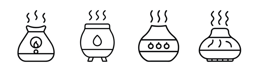 Essential oil diffuser aromatherapy diffuser aroma humidifier vector illustration set line art