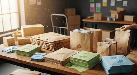 Brown Paper Bags and Envelopes for Branding Mockups, Eco-Friendly Packaging Designs, Sustainable Business Marketing, Green Initiatives, and Zero Waste Lifestyle Blogs