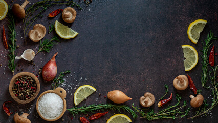 An arrangement of various ingredients used to add flavour to a meal.