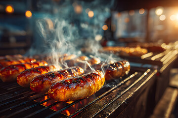 Sausages on grill - street fast-food