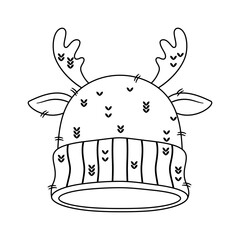 Black-and-white woolen horned winter hat