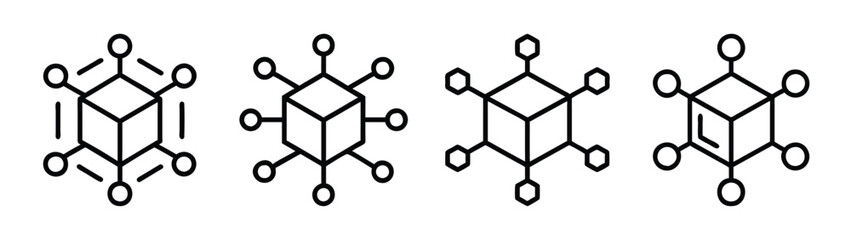 Geometric cube structures with hexagonal extensions vector illustration design element graphic art