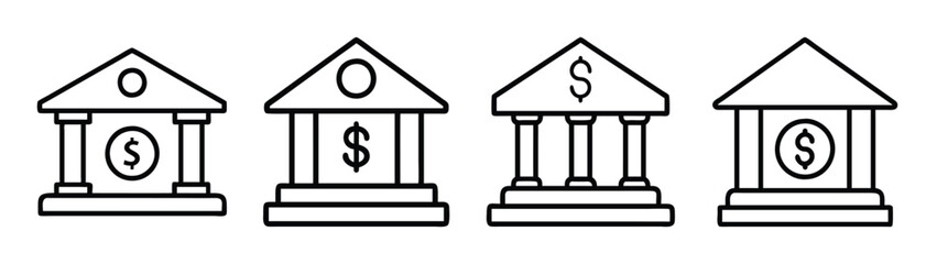 Bank building icon set vector illustration for finance investment and savings concept design
