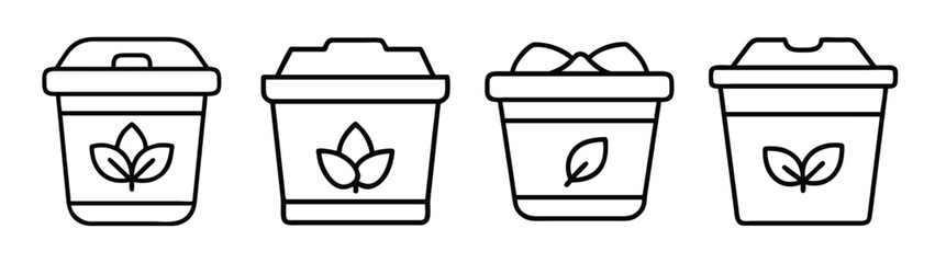 Reusable coffee cups with leaf design vector illustration for eco friendly lifestyle concept
