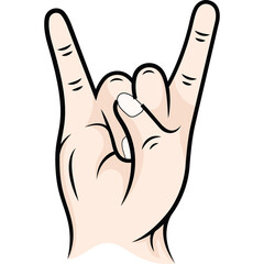 Human Hand Making Rock On Gesture with Two Fingers Up and Thumb Folded Against White Background