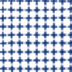 Navy Blue White Plaid Gingham Hand Drawn Background Pattern Overlay