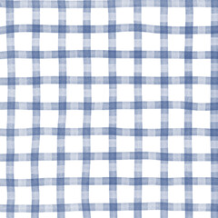 Navy Blue White Plaid Gingham Hand Drawn Background Pattern Overlay
