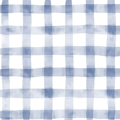Navy Blue White Plaid Gingham Hand Drawn Background Pattern Overlay