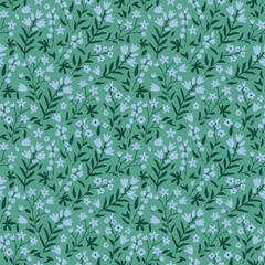 Seamless floral pattern with blue blossom