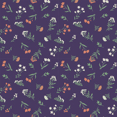 Seamless floral pattern with white and red flowers