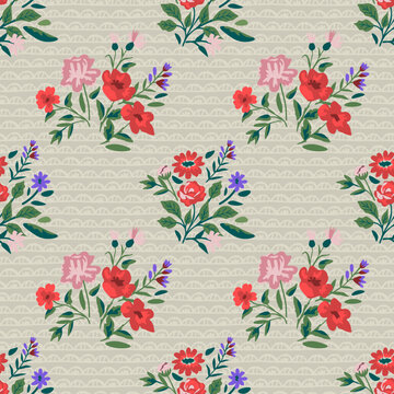 Seamless floral pattern with ditsy bunches