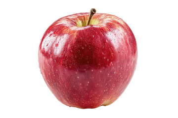 Single, vibrant red apple, glossy surface, isolated