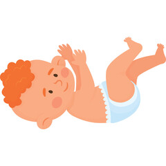Illustration Of A Cute Baby Wearing A Diaper Lying On Its Back With Arms Reaching Upwards Playfully