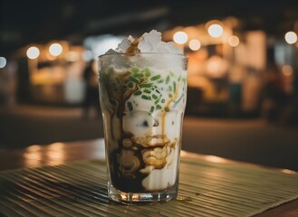 Es Cendol with Coconut Milk and Palm Sugar, Traditional Indonesian Street Drink
