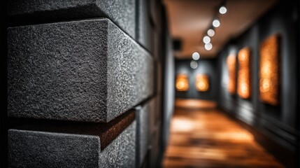 Focused view on a studio corner designed for loud instrument testing showing detailed soundabsorbing wall panels with the rest of the room fading into bokeh.