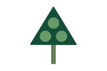 Geometric christmas tree illustration creating a minimalist winter holiday symbol with a transparent background