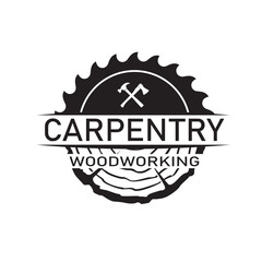 black woodworking carpentry emblem isolated on white background