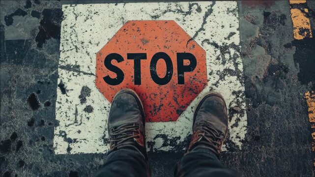 Stop Sign with Feet