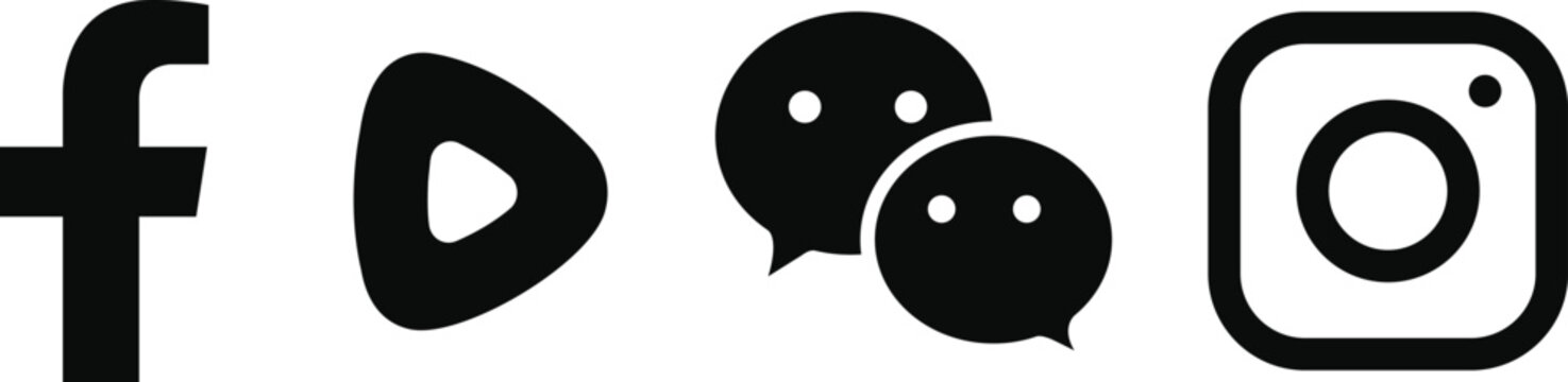 Black Social Media Icons Set &ndash; facebook, vedio, chat, instagarm, eps10. png
