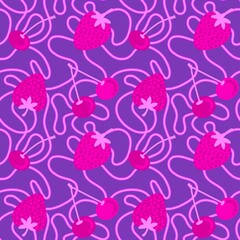 Summer fruits seamless strawberries pattern for wrapping paper and fabrics and kids clothes print and fashion textiles