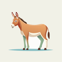 Obraz premium Donkey - 2D vector illustration of natural wildlife, 