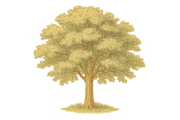 Deciduous tree pixel art illustration for game design and nature concepts, transparent background