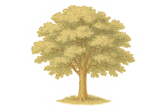 Deciduous tree pixel art illustration for game design and nature concepts, transparent background