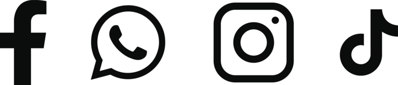 Black Social Media Icons Set &ndash; facebook, instagram, tiktok, whatsapp, eps10. png

