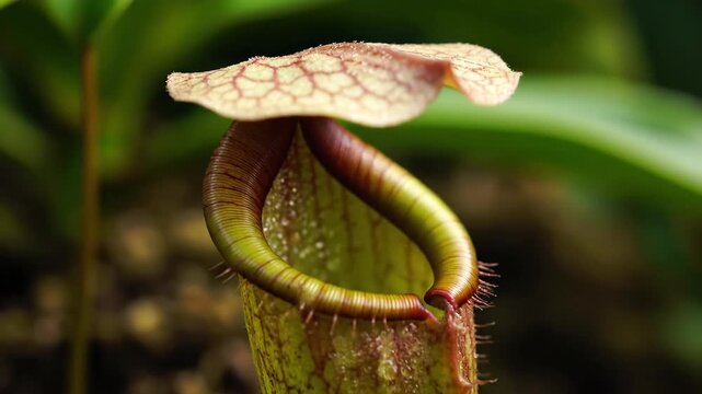 Closeup of a Carnivorous Pitcher Plant in Tropical Environment